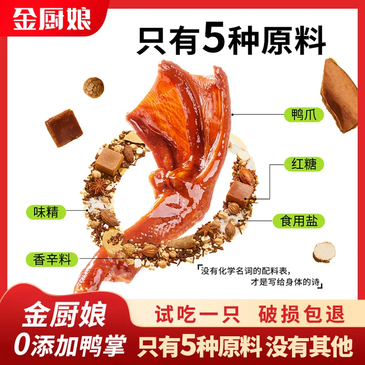 SINCE 1998/金厨娘零添加鸭掌无防腐小包装卤味真空即食独立包