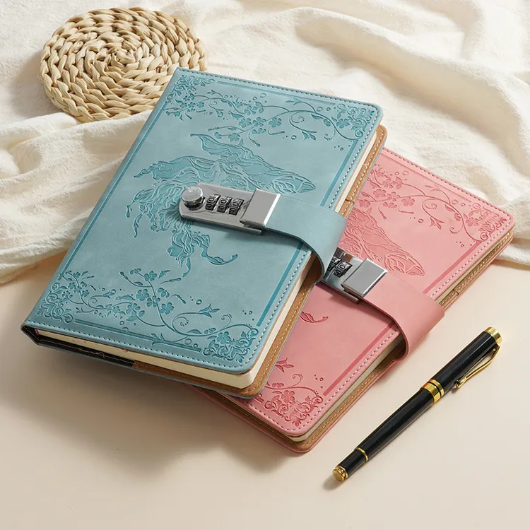 复古创意A5带锁密码本加厚内页学生手账商务记事本日记本密码锁