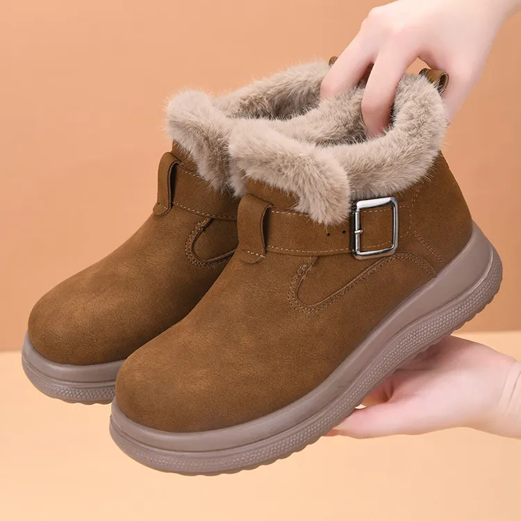 冬季新款厚底博肯高帮女棉靴加绒加厚棉鞋防滑保暖锁温雪地靴