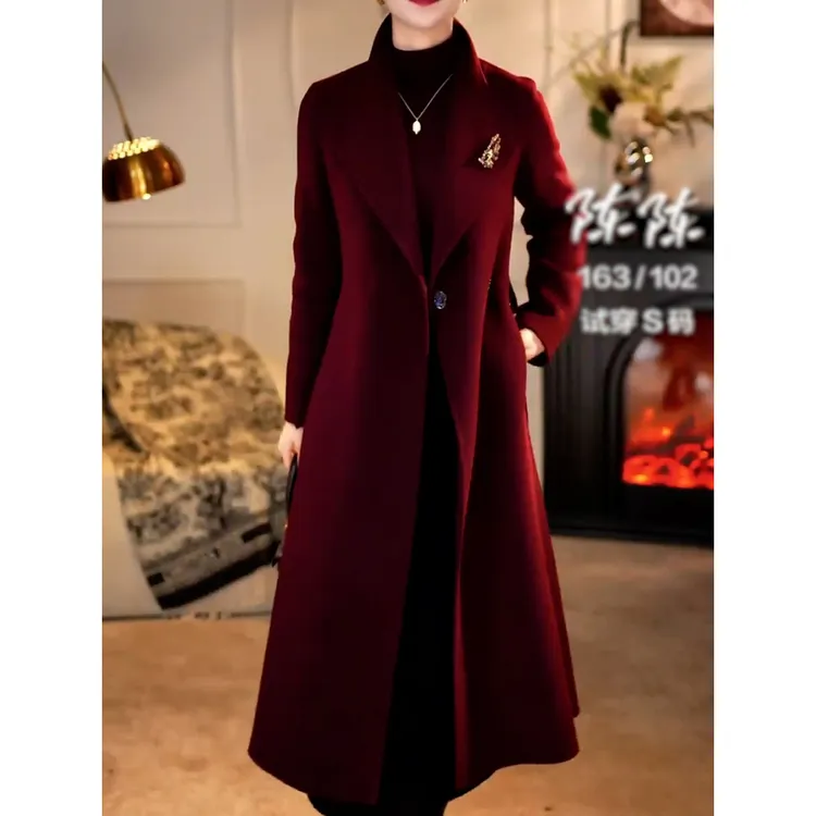 高级感贵夫人气质双面毛呢外套2025冬季新款轻奢时尚百搭长款大衣