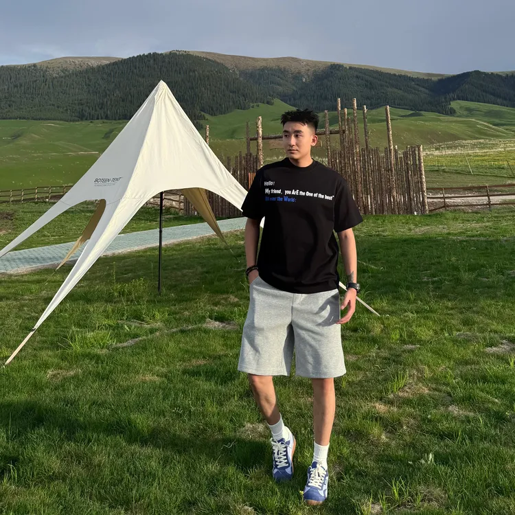 SANBAI 叁佰【懒人神裤】五分针织复合松紧腰抽绳短裤