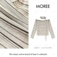 【MOREE】Modèle d’automne卡色条纹长袖T恤上衣-Z6282
