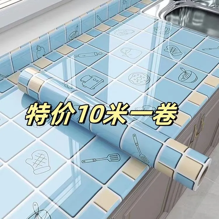 特厚大理石厨房防水防油贴纸耐高温自粘橱柜翻新防火墙纸灶台台面