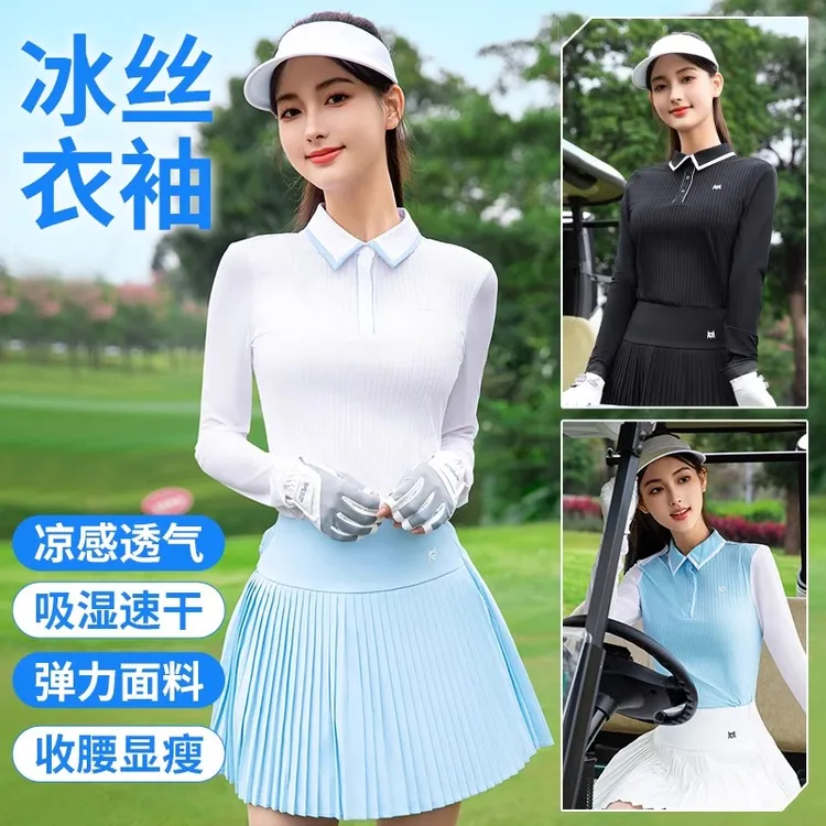 新款高尔夫女装秋冬长袖polo女士显瘦网球衫上衣短裙