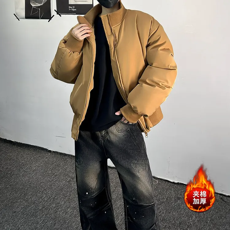 美式短款cleanfit廓形飞行棉服男女冬季立领棉衣宽松情侣保暖外套
