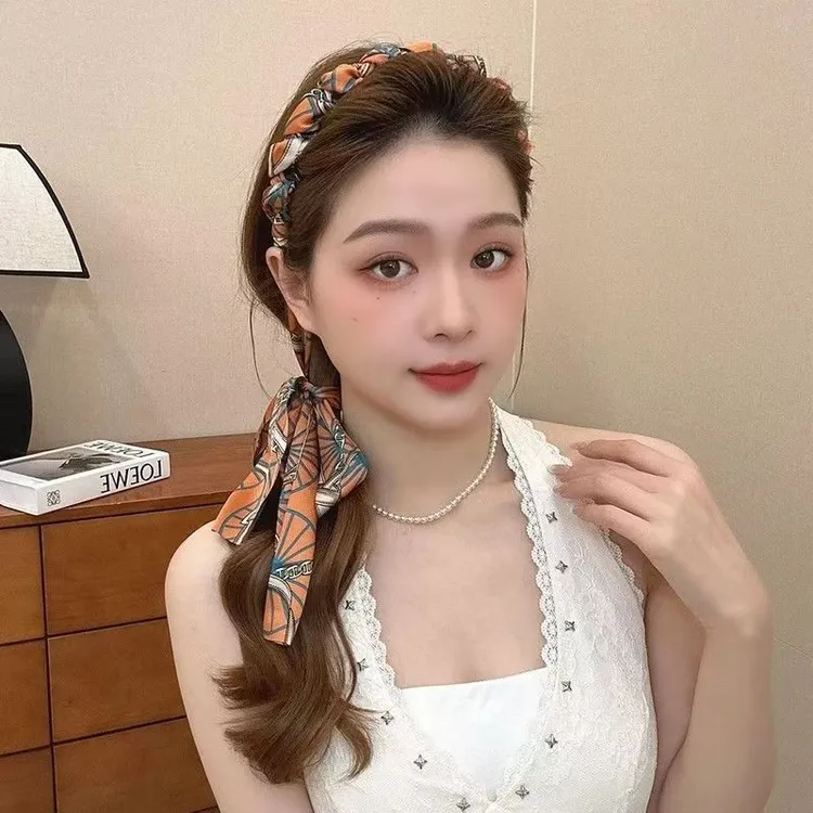 宫阙繁花复古碎花高颅顶长飘带发箍女捆发箍2025爆款洋气高级感