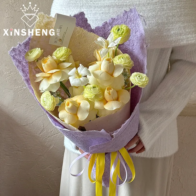 芯苼 新品麻丝纸自然风手工diy花店鲜花包花纸礼物包装纸花艺资材