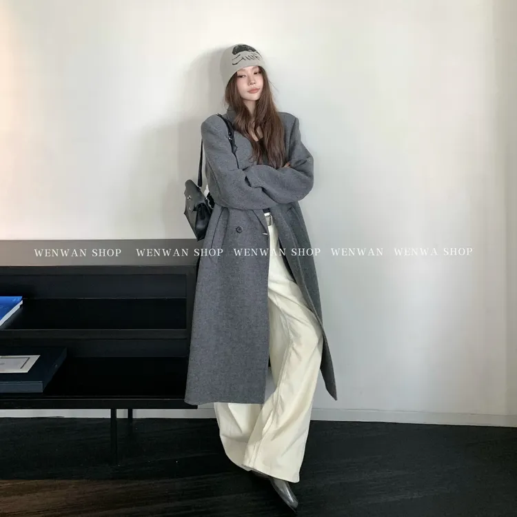 双十一狂欢价！【北欧格雷】大女主感韩系毛呢秋冬百搭灰色大衣