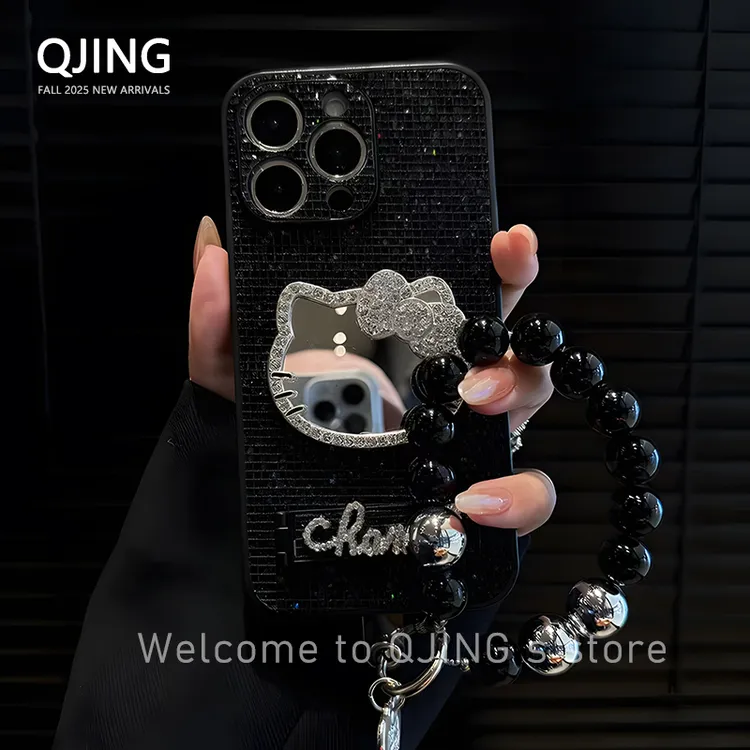 适用于苹果17/OPPO华为VIVO网红KT猫镜子手机壳简约流行ins女款