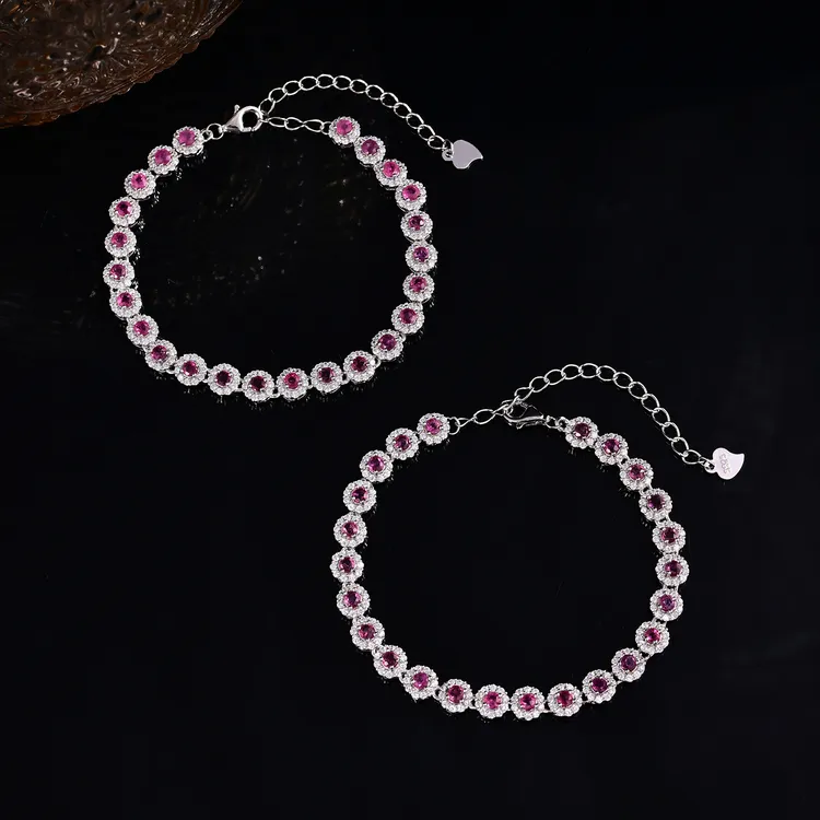 【云上叙】S925银红宝石手链-多样性发一件-2mm+-V11209-M（甄选）