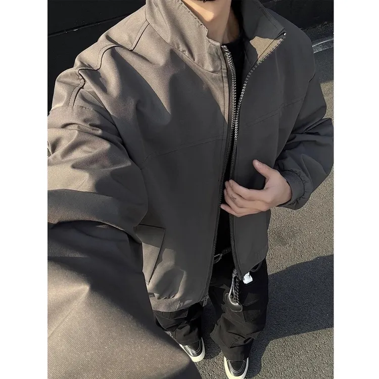 徐太浪cleanfit狼灰色立领外套男春秋美式vibe高级感廓形棒球夹克