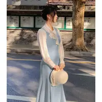 2025秋季新款法式少女气质甜美中长款鱼尾背心修身连衣裙D3533