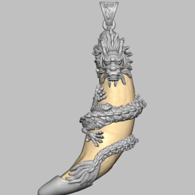 盘龙款牙套做旧银制