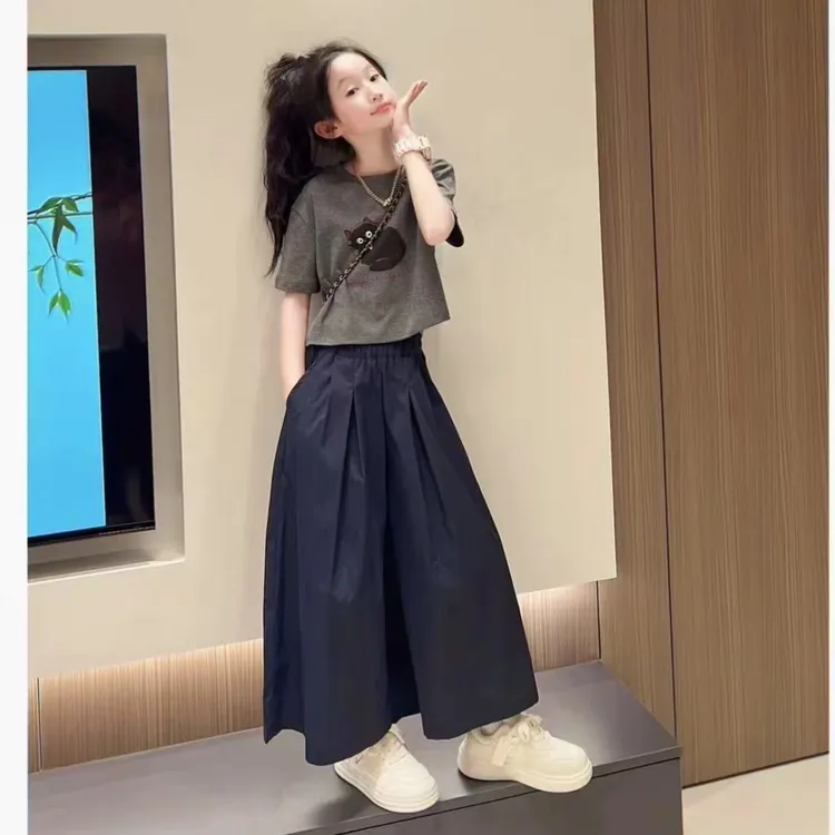 女童套装夏季中大童套装夏装短袖洋气阔腿裤两件套CSC2109