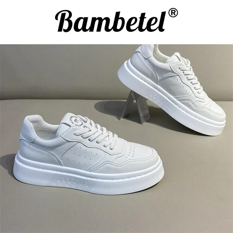 Bambetel时尚休闲鞋小白鞋男夏季新款低帮透气皮面板鞋百搭轻鞋子