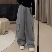 伟丽6店4324款【抽绳工装阔腿束脚卫裤】秋季松紧腰厚款休闲卫裤