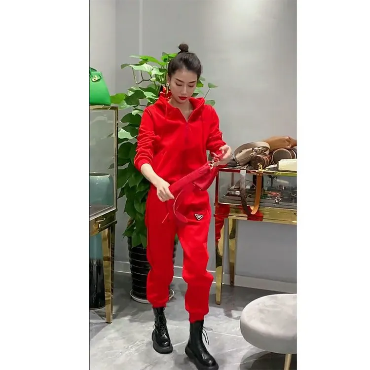休闲时尚运动套装女2025春秋新款潮流爆款网红连帽上衣高档两件套