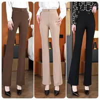 阔腿高腰长裤高透轻薄显瘦裤春秋外穿休闲裤微喇裤口袋直筒