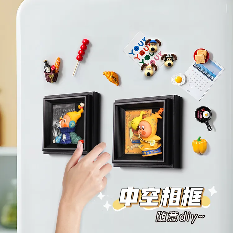 创意挂墙盲盒立体相框黑白色小野野手办展示架创意立体摆件