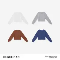 LIURUONAN 25FL【日光蓝晒】镂空罩衫早秋圆领长袖毛针织衫上衣女