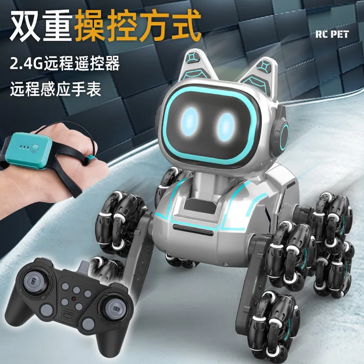 八轮特技机械狗遥控车变形玩具变形攀爬手势感应智能机器狗电玩具