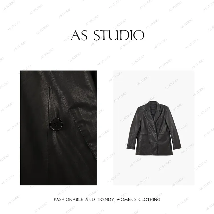 【AS墨境】25新高级大气保暖显瘦百搭真皮鹅绒西装AS25DYRF01011