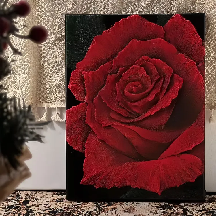 【墨韵红玫】轻奢红玫瑰法式浪漫客厅玄关画意式极简高级感挂画