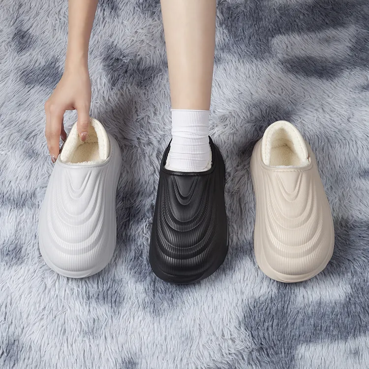 新款冬季防水加绒保暖包跟室内室外两穿男女棉拖加厚户外运动时尚