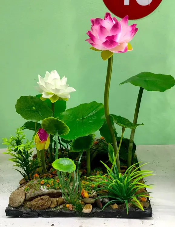 （一物一景）鱼缸景观，真石头+仿真植物，一体骨架（主图仅供参考）