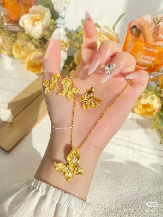 铜合金项链 Dlzea蝴蝶个性三件套金色1315