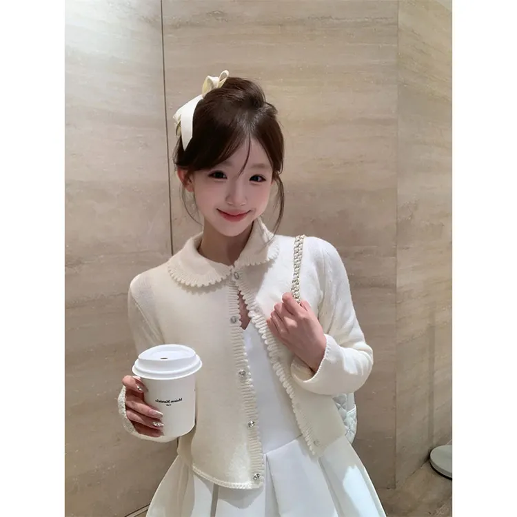 2025秋冬ins文艺风气质简约长袖开衫女收腰无袖连衣裙时尚两件套