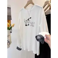 【米果妈】女士新款秋季百搭假两件圆领T恤衫亲子B3815