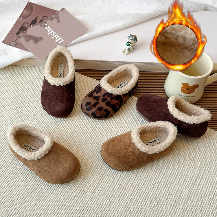 儿童加绒勃肯鞋2025冬季新款男女童软底防滑居然户外保暖潮款棉鞋