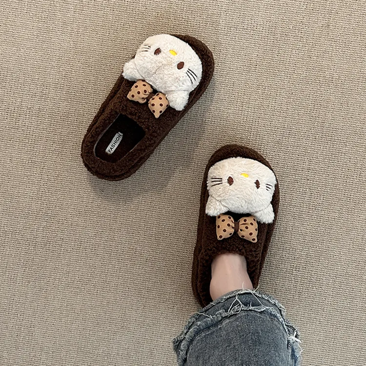 卡通可爱小猫包头拖外穿女2025年秋季新款时尚百搭保暖学生拖鞋