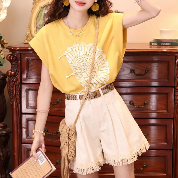 高级复古港风短袖T恤女2025夏季新款时尚洋气遮肚显瘦百搭上衣服