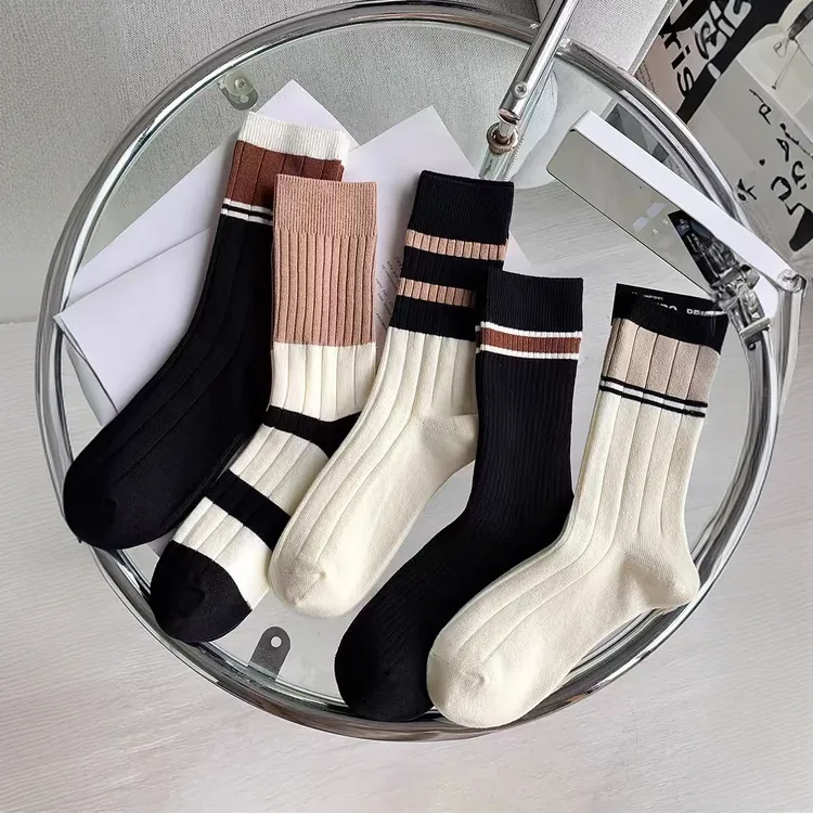 袜子女款秋冬纯棉配鲨鱼裤的袜子新款中筒堆堆鲨鱼裤专用袜子