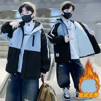 F00524男童秋冬加绒加厚棉衣外套2025年儿童中大童帅气派克服童装