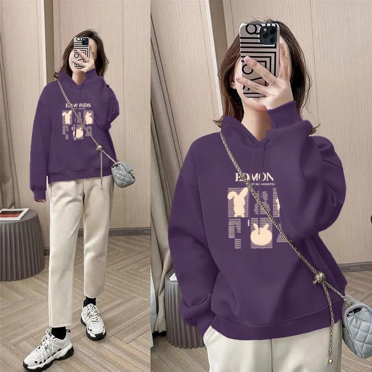 连帽卫衣女2025年秋冬季新款洋气减龄宽松薄款上衣外套加绒加厚潮