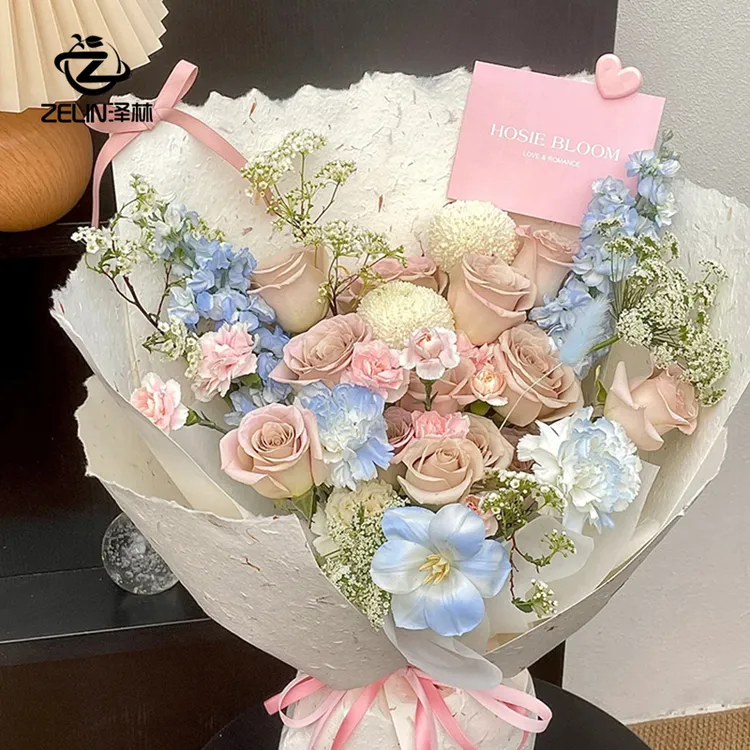 手撕花瓣东巴纸花店包装材料diy制作材料