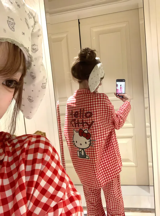 日系卡通可爱睡衣女春夏季网红ins宽松大码少女新款家居服可外穿