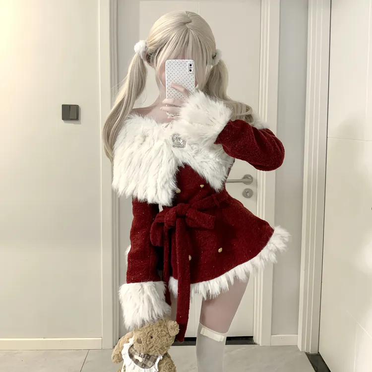 兔芝R 氛围芭蕾 一字肩韩系慵懒风外套秋冬长袖显瘦减龄上衣套装