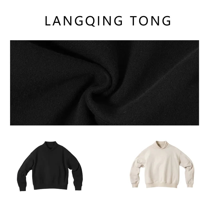 LANGQING 无帽套头加绒高级打底双色舒适休闲卫衣43527#
