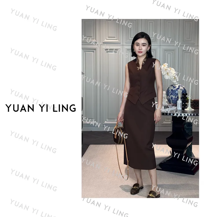 袁艺灵【中古系列】25春夏季新复古羊毛纯色立裁显瘦西服套装1275