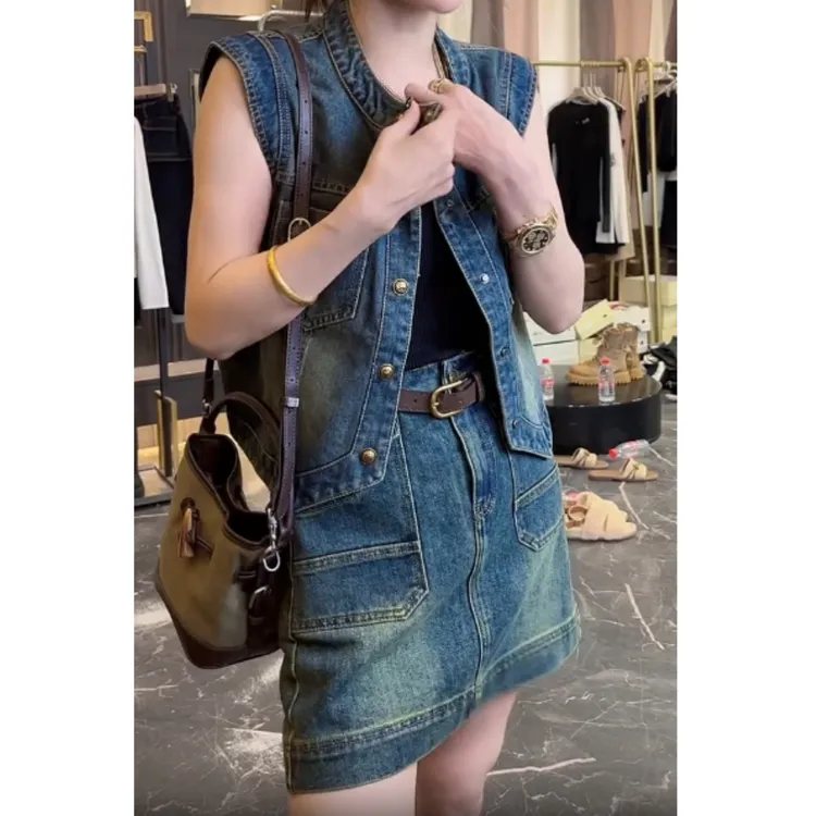 2025春夏秋新款洋气牛仔半身裙套装