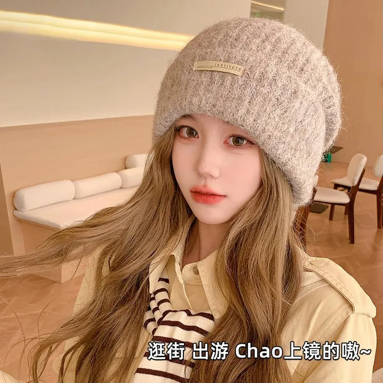 冬季新款加厚毛线堆堆大头围百搭休闲避寒保暖情侣帽子帽子毛线帽