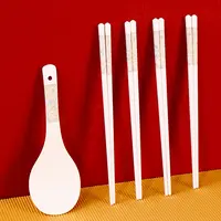 【时光漫步陶瓷筷子10双加陶瓷米饭勺1个】耐高温易清洗不易发霉