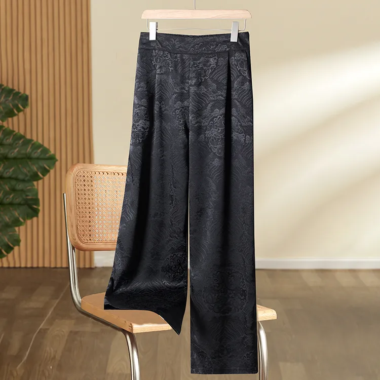 2025夏季江崖海水纹防晒清凉休闲常规阔腿直筒休闲裤休闲百搭长裤