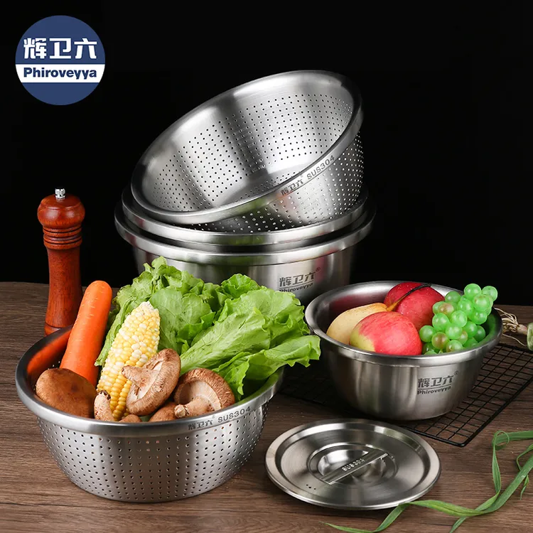 辉卫六304料理盆特厚洗菜沥水篮加厚大容量加深不锈钢和面多功能