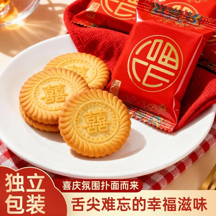 喜饼结婚专用整箱批发订婚婚礼婚糖双喜囍饼喜字喜糖饼干伴手礼
