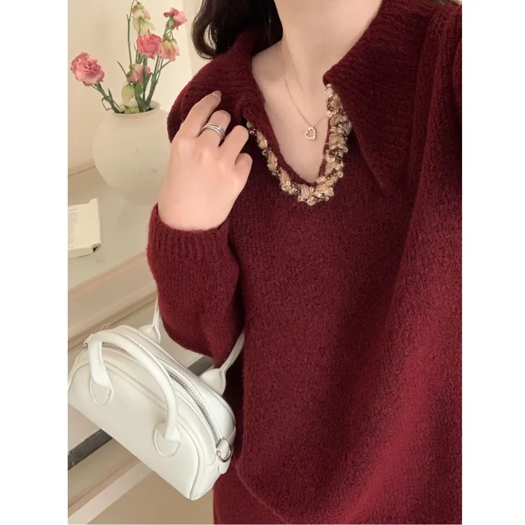 INS风通勤慵懒风法式时尚套装连衣裙秋冬网红小香风v领翻领两件套